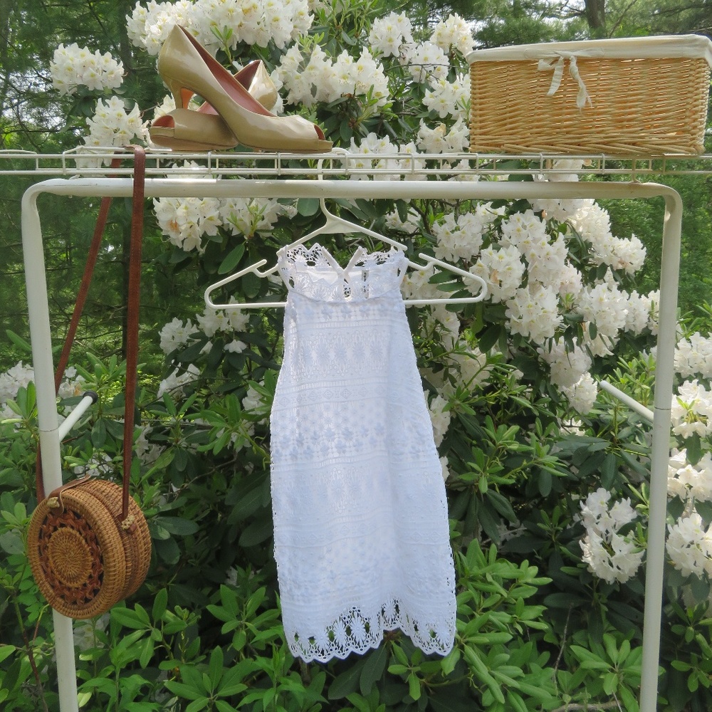 White Lace Halter Neck Tank top